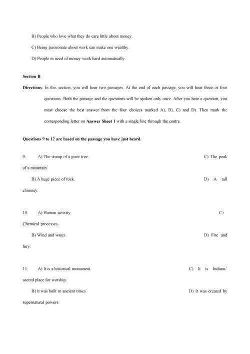 2023年12月英语六级考试试题第一套含答案.docx