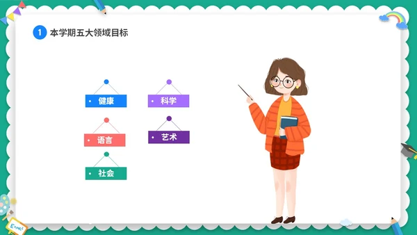 绿色清新卡通儿童幼儿园中班开学家长会PPT