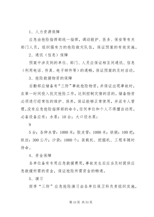 雨季三防应急预案(最终版)5篇范文.docx
