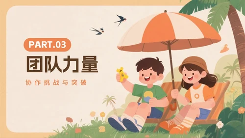 橙色可爱卡通插画风暑假夏令营介绍PPT模板