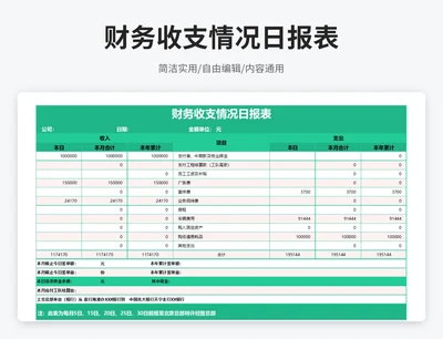 简约风公司财务收支情况日报表