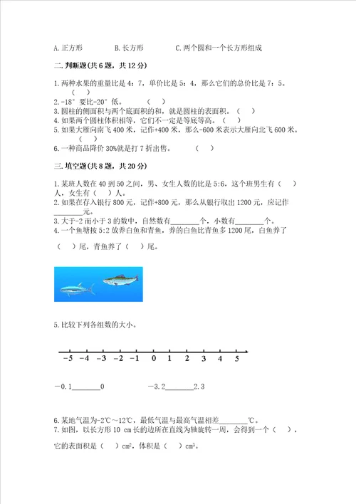 小学六年级下册数学期末必刷题及答案夺冠