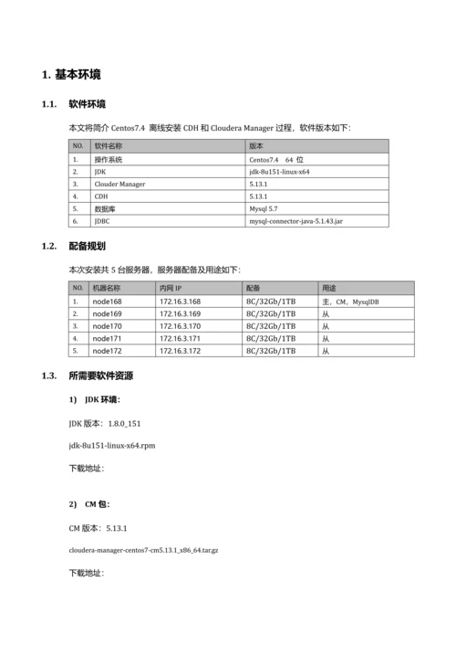 Cloudera大数据平台环境搭建傻瓜式说明书样本.docx