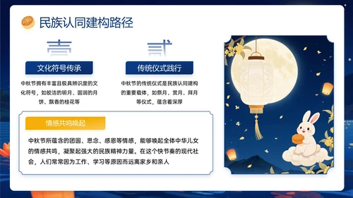 深蓝橙色中国风关于中秋节传统节日介绍PPT模板