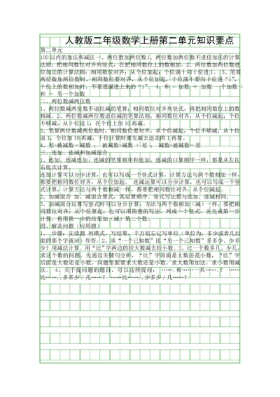 人教版二年级数学上册第二单元知识要点.docx