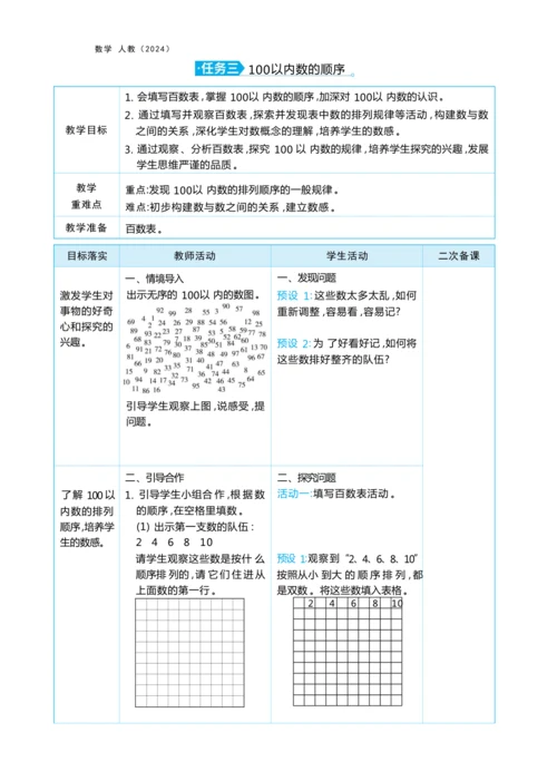 第三单元100以内数的认识（大单元教学设计）-2024-2025学年一年级下册数学人教版（2024）