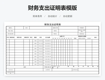 财务支出证明表模版
