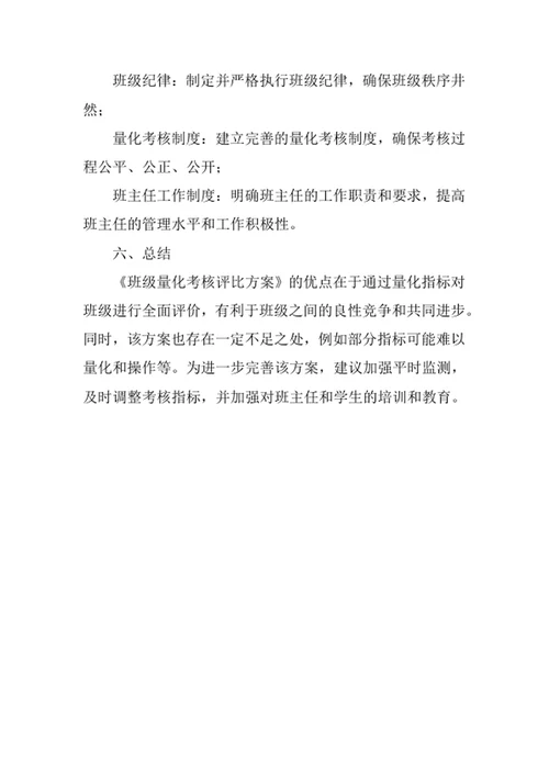 班级量化考核评比方案