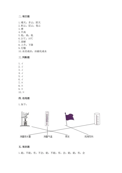 教科版三年级上册科学《期末测试卷》精编答案.docx