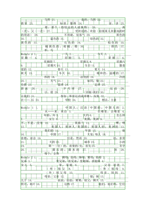 外研版七年级英语上册单词表听写版.docx