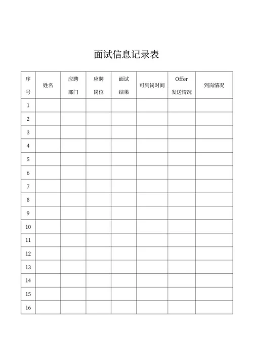 面试信息记录表word模板