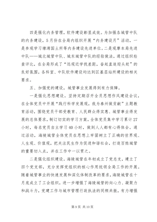 城管局工作报告范文.docx