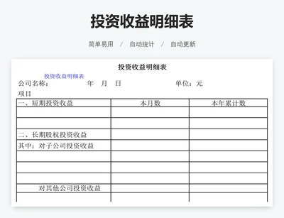 投资收益明细表