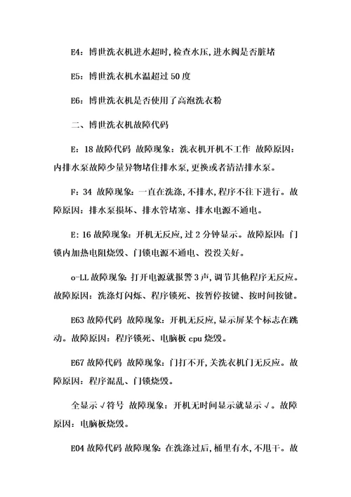 成都博世全自动滚筒洗衣机显示END及常见故障代码维修电话