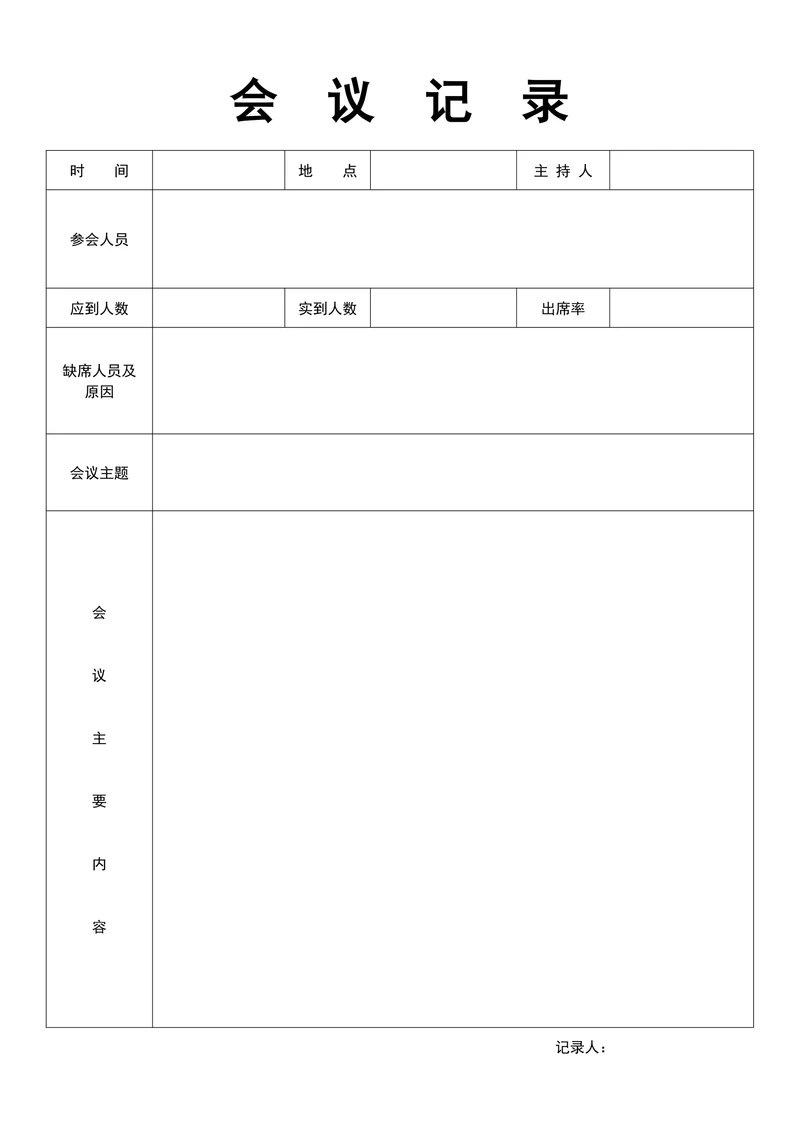 会议记录简单
