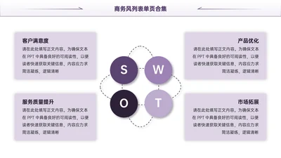紫色商务风4项列表PPT单页