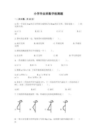 小学毕业班数学检测题加答案.docx