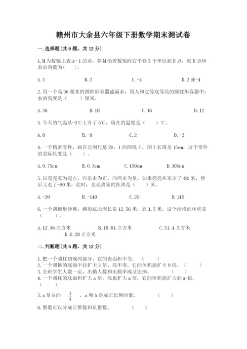 赣州市大余县六年级下册数学期末测试卷精品有答案.docx