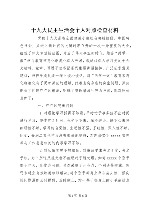 十九大民主生活会个人对照检查材料 (2).docx