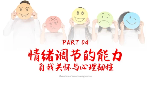红色简约调节情绪拥抱好心情主题PPT模板