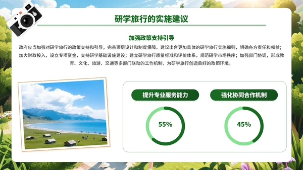 绿色创意风研学之旅活动宣讲PPT模板