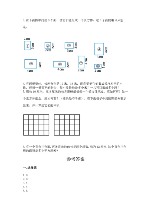 人教版五年级下册数学期末测试卷ab卷.docx