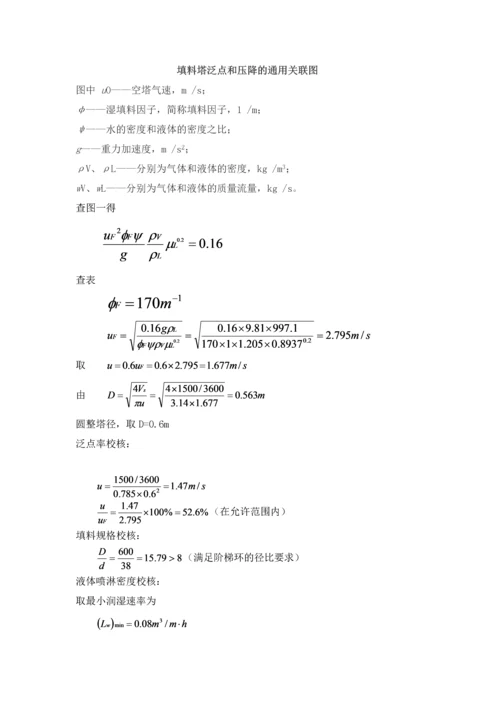 化工原理课程设计-填料吸收塔工艺设计.docx