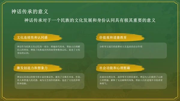 绿色国潮风女娲造人——中国古代神话故事系列解读PPT模板