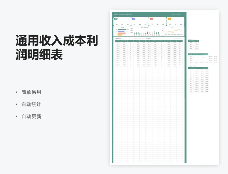 通用收入成本利润明细表