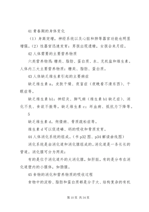 初中生物地理会考复习资料(人教版).docx