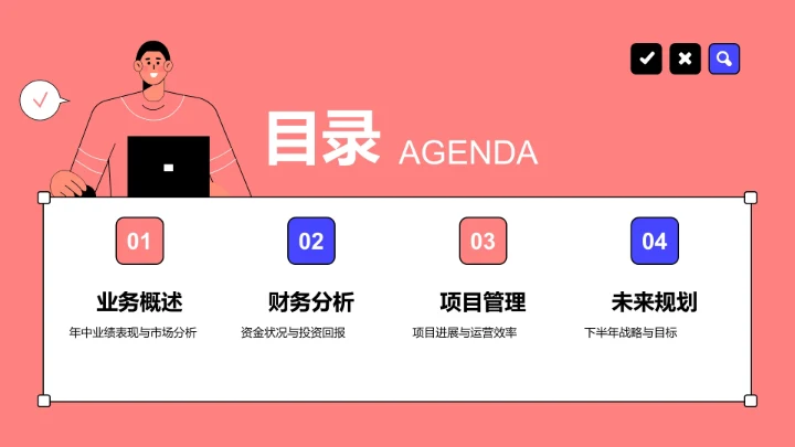 管理层年中经营总结PPT模板