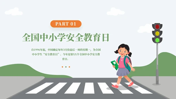 全国中小学安全教育日过马路ppt模板
