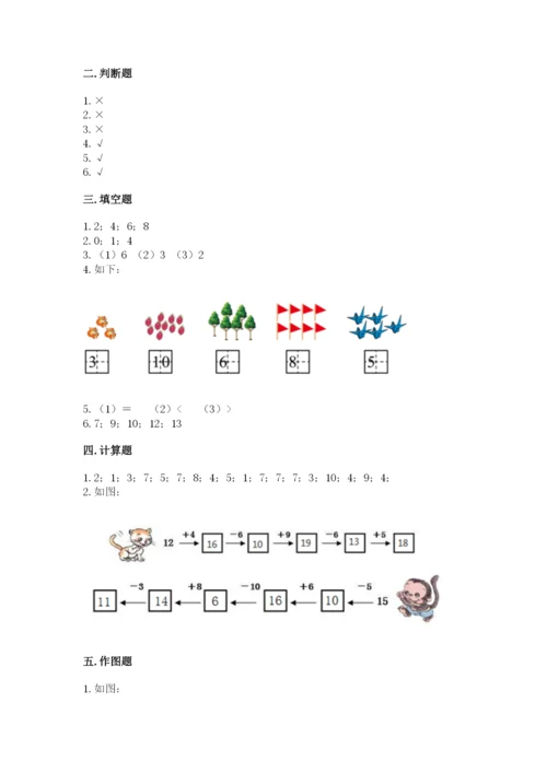 小学一年级上册数学期末测试卷带答案（预热题）.docx