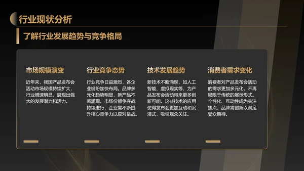 黑色黑金风产品发布会活动策划PPT模板