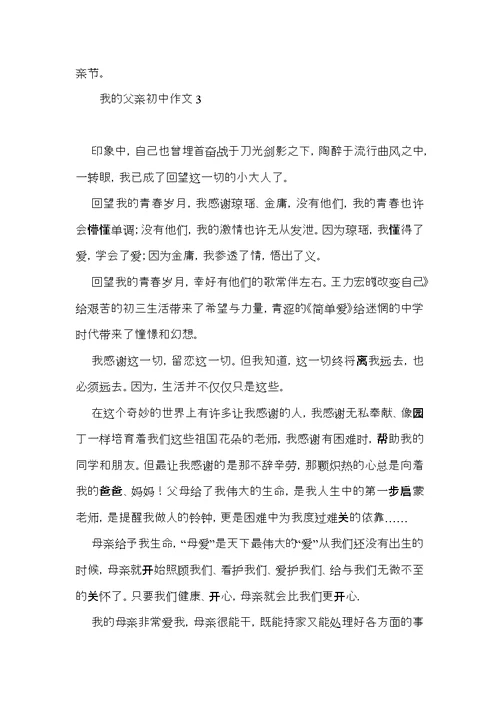 我的父亲初中作文 (2)