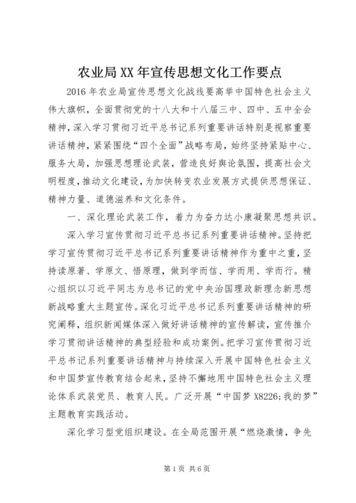 农业局XX年宣传思想文化工作要点.docx