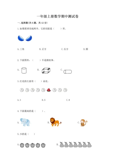 一年级上册数学期中测试卷（模拟题）.docx