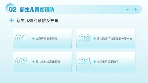 蓝色简约商务风新生儿红臀护理医院医疗培训课件PPT模板