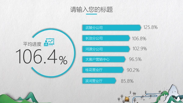 中式微立体层次感手绘山水画通用PPT模板