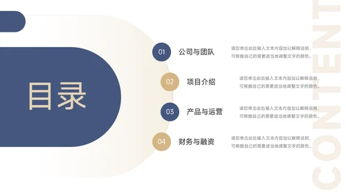 蓝金高端商业计划书PPT模板