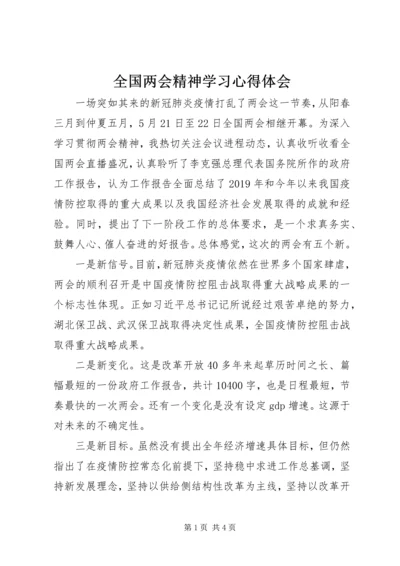 全国两会精神学习心得体会.docx