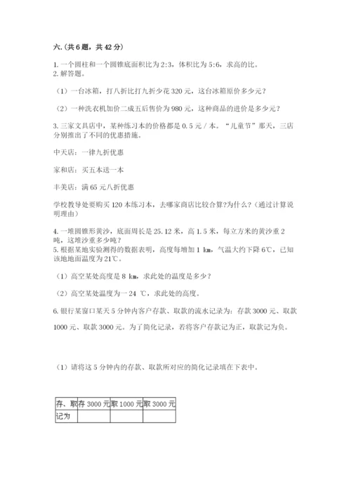 小学六年级下册数学摸底考试题附答案（基础题）.docx