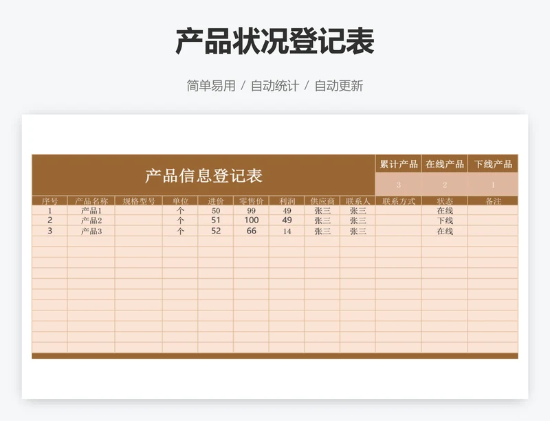 产品状况登记表