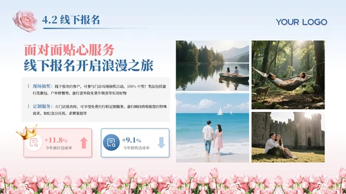 蓝粉色实景520节日限定专属旅行浪漫计划主题旅游活动策划通用PPT模板