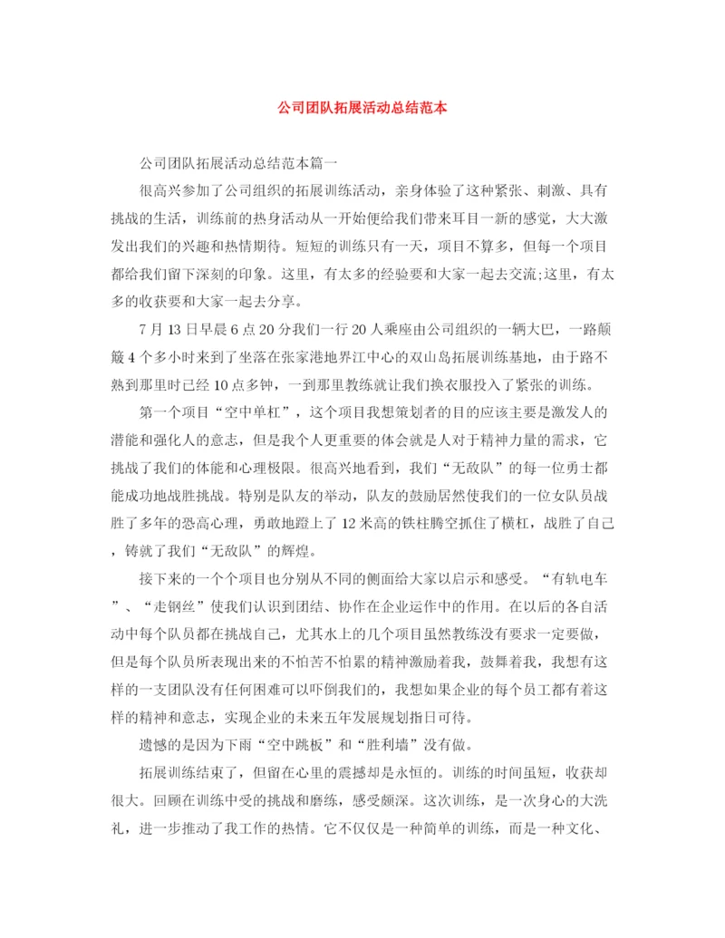 精编之公司团队拓展活动总结范本.docx