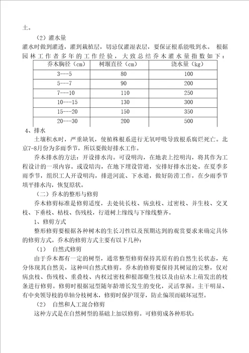 园林绿化养护方案及措施