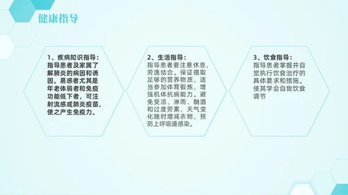 蓝色六边形简约商务肺部感染护理查房PPT医学PPT模板