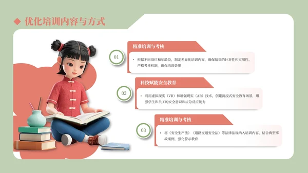 红绿色国风插画儿童安全教育通用模板