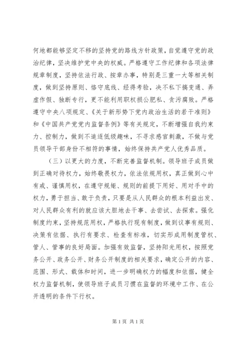 专题民主生活会班子对照检查材料.docx