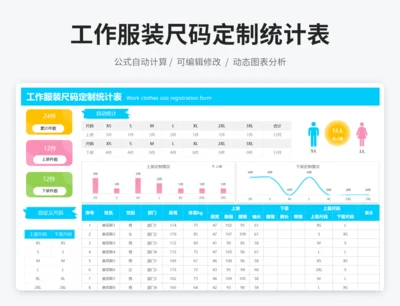 工作服装尺码定制统计表